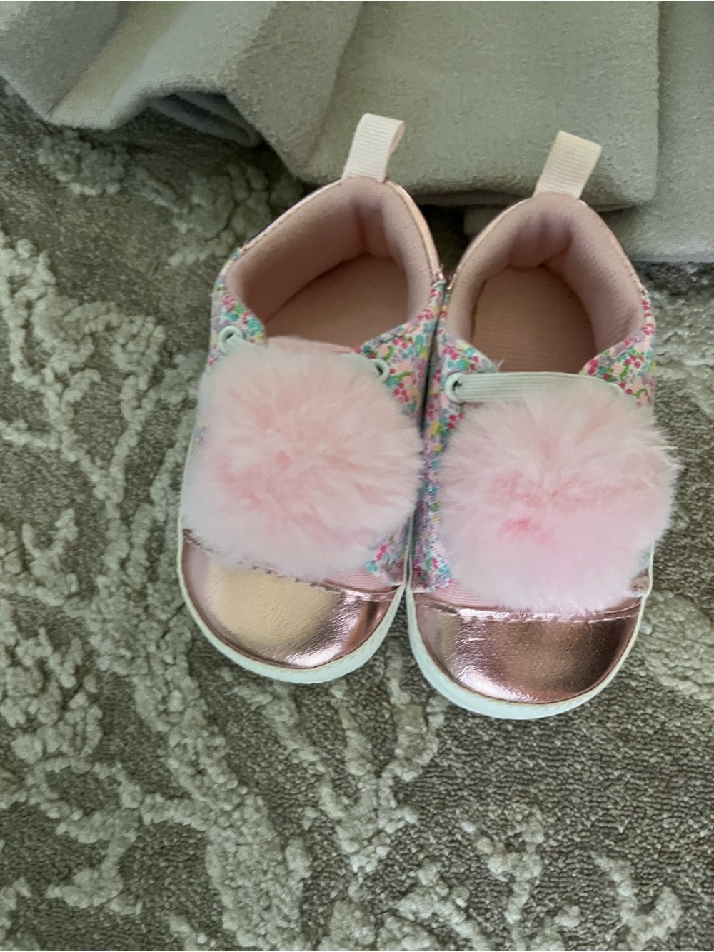 Bundle Tahari Girls' Pink & Gray Pleated Dress Coat and First Steps floral shoes - Picture 2 of 5